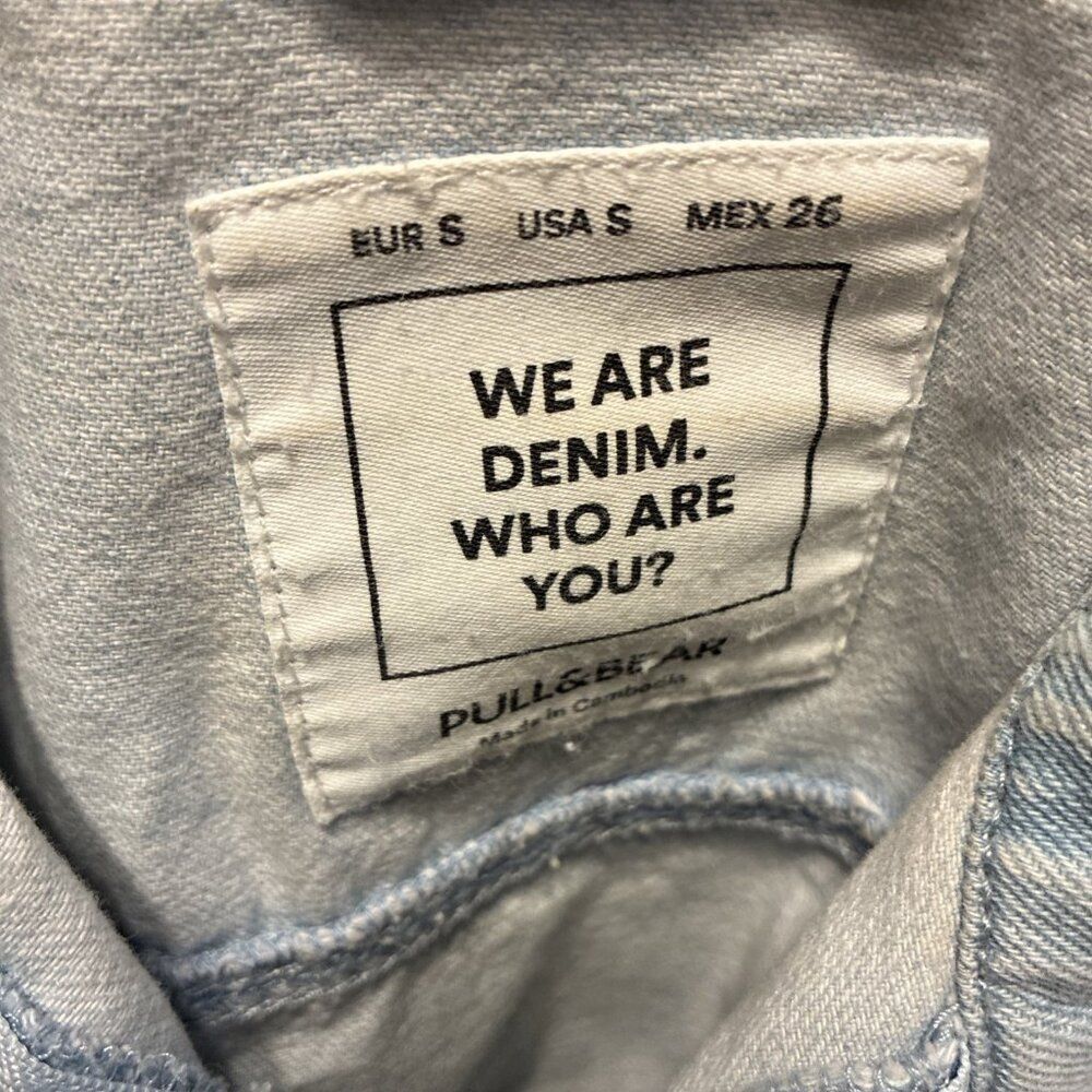 pull & bear light blue jean denim long sleeve Full Length jumpsuit Small - Picture 7 of 7